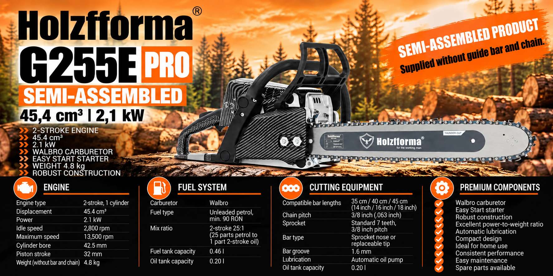 Holzfforma G255E PRO specificatii tehnice